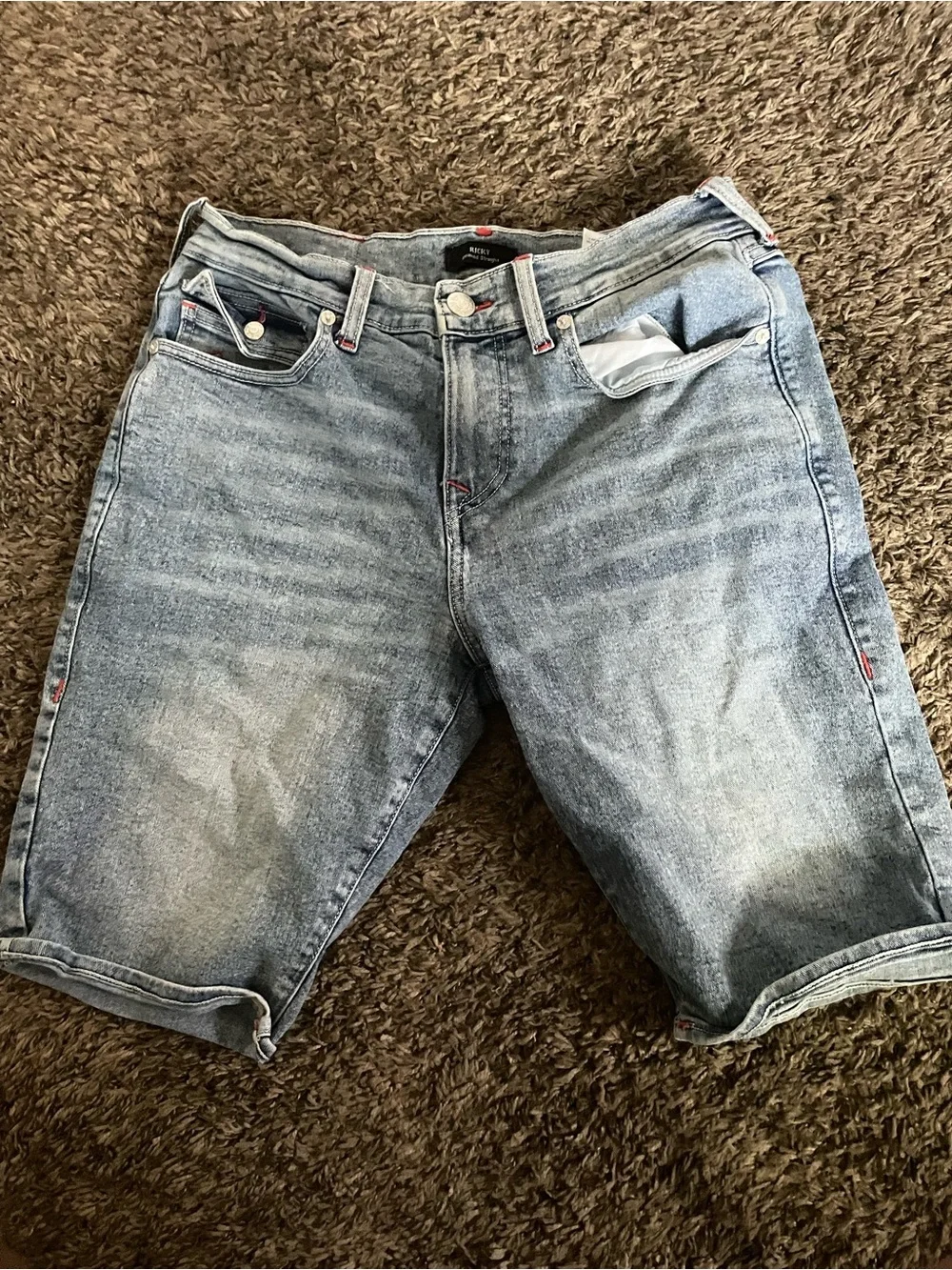 True Religion Men’s Faded Light Blue Denim Shorts